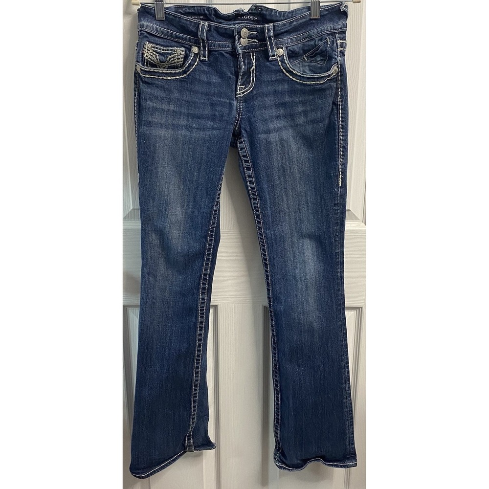 Vigoss Women's Bootcut‎ Jeans Stretch Med. Wash Flap Pockets  Sz. 5/6-33 Length